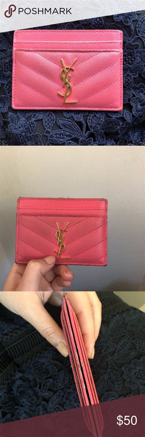 carteras ysl|YSL pink cardholder.